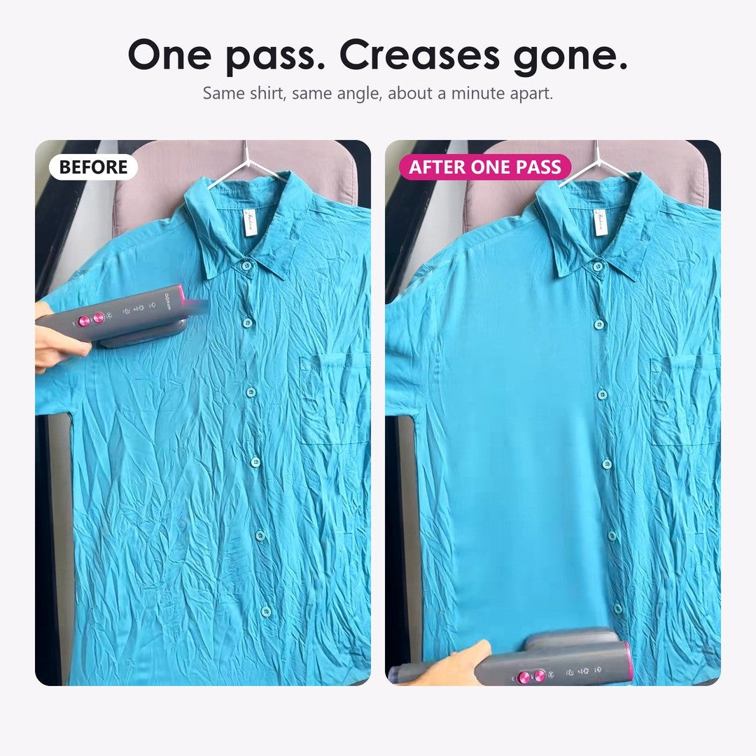 The same shirt before and after one pass with LEVARA